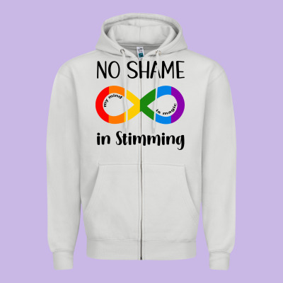 No Shame Stimming Zipper Hoodie Designed By Cowhidedigitalart