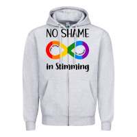 Heather Grey no Shame Stimming Zipper Hoodie - CowhideDigitalArt