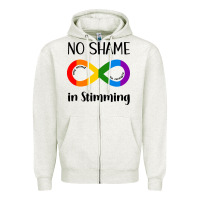 Oatmeal Heather no Shame Stimming Zipper Hoodie - CowhideDigitalArt