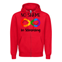 Red no Shame Stimming Zipper Hoodie - CowhideDigitalArt