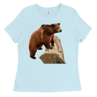 Baby Blue California Grizzly Bear Ladies Tee - RanaPortraitStore
