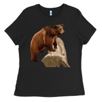 Black California Grizzly Bear Ladies Tee - RanaPortraitStore