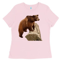 Bubblegum Pink California Grizzly Bear Ladies Tee - RanaPortraitStore
