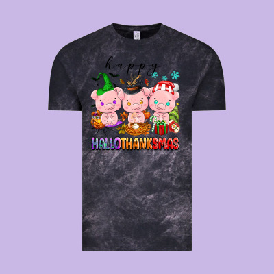 Happy Hallothanksmas Pigs Vintage Tee Designed By Texasbilliewilder