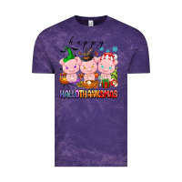 Cloud Purple happy hallothanksmas pigs Vintage Tee - texasbilliewilder