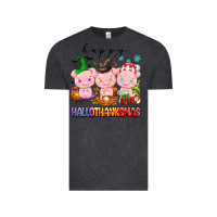 Vintage Black happy hallothanksmas pigs Vintage Tee - texasbilliewilder