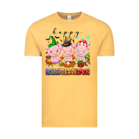 Vintage Mustard happy hallothanksmas pigs Vintage Tee - texasbilliewilder