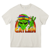 Cream Gaylien LGBTQ Pride Heavy Core Tee - BundleAndBundleShop