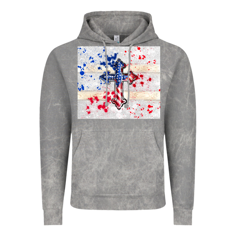 4th Of July Flag Cross Vintage Hoodie by TumblerDesignByShophia | Teevron