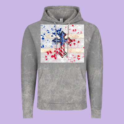 4th Of July Flag Cross Vintage Hoodie Designed By Tumblerdesignbyshophia