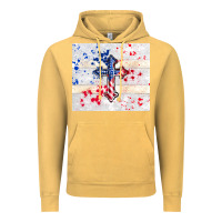 Vintage Mustard 4th of july flag cross Vintage Hoodie - TumblerDesignByShophia