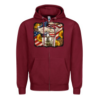 Burgundy Western 4th Of July Lama Background Zipper Hoodie - LillyAllenDesigns