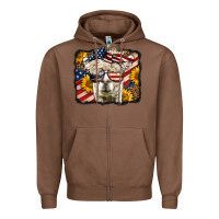 Chestnut Western 4th Of July Lama Background Zipper Hoodie - LillyAllenDesigns