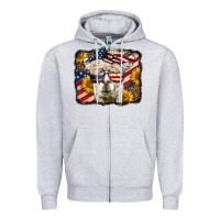 Heather Grey Western 4th Of July Lama Background Zipper Hoodie - LillyAllenDesigns