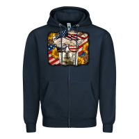 Navy Western 4th Of July Lama Background Zipper Hoodie - LillyAllenDesigns
