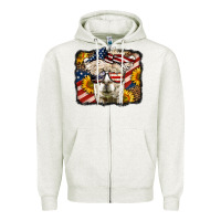 Oatmeal Heather Western 4th Of July Lama Background Zipper Hoodie - LillyAllenDesigns