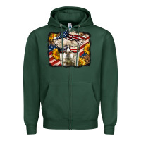 Sports Green Western 4th Of July Lama Background Zipper Hoodie - LillyAllenDesigns