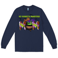 Navy my favorite monsters calls me mom Long Sleeve Tee - CowGirlArtShop