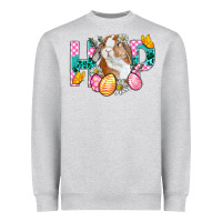 Heather Grey Hop Bunny Easter Heavyweight Sweatshirt - BundleAndBundleShop