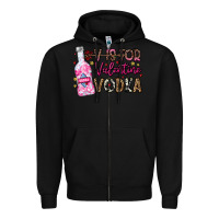 Black V is For Valentine Vodka Zipper Hoodie - CowhideDigitalArt