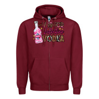 Burgundy V is For Valentine Vodka Zipper Hoodie - CowhideDigitalArt