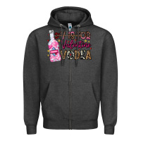 Charcoal Heather V is For Valentine Vodka Zipper Hoodie - CowhideDigitalArt