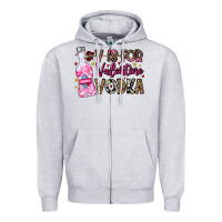 Heather Grey V is For Valentine Vodka Zipper Hoodie - CowhideDigitalArt