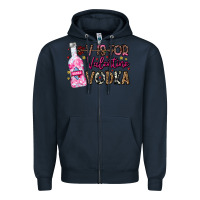 Navy V is For Valentine Vodka Zipper Hoodie - CowhideDigitalArt