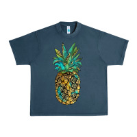 Midnight Navy leopar turquoise pineapple Urban Heavy Tee - JahusDesignShop