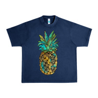 Navy leopar turquoise pineapple Urban Heavy Tee - JahusDesignShop