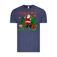 Vintage Denim I love a man with a beard Christmas Vintage Tee - NancyCooperArtShop