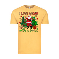 Vintage Mustard I love a man with a beard Christmas Vintage Tee - NancyCooperArtShop