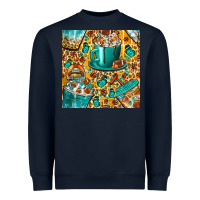 Navy american football coffee cups with butterfly and leopard seamless patt Heavyweight Sweatshirt - BundleAndBundleShop