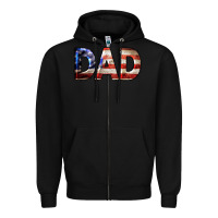 Black American Flag Dad 4th of July Zipper Hoodie - LillyAllenDesigns