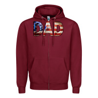 Burgundy American Flag Dad 4th of July Zipper Hoodie - LillyAllenDesigns