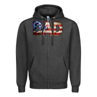 Charcoal Heather American Flag Dad 4th of July Zipper Hoodie - LillyAllenDesigns