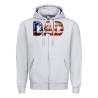 Heather Grey American Flag Dad 4th of July Zipper Hoodie - LillyAllenDesigns