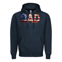Navy American Flag Dad 4th of July Zipper Hoodie - LillyAllenDesigns