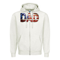 Oatmeal Heather American Flag Dad 4th of July Zipper Hoodie - LillyAllenDesigns