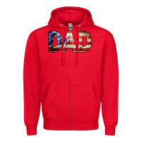 Red American Flag Dad 4th of July Zipper Hoodie - LillyAllenDesigns