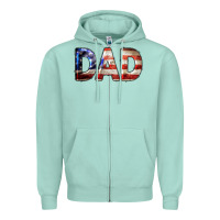 Seafoam American Flag Dad 4th of July Zipper Hoodie - LillyAllenDesigns