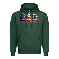Sports Green American Flag Dad 4th of July Zipper Hoodie - LillyAllenDesigns