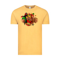 Vintage Mustard Juneteenth sneaker and heel afro woman Vintage Tee - RanaPortraitStore