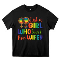 Black Just A Girl Who Loves Her Wifey Heavy Core Tee - BundleAndBundleShop