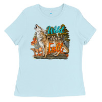 Baby Blue Wild About Fall Coyote Ladies Tee - LillyAllenDesigns