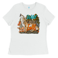 White Wild About Fall Coyote Ladies Tee - LillyAllenDesigns