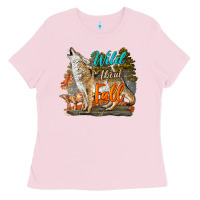 Bubblegum Pink Wild About Fall Coyote Ladies Tee - LillyAllenDesigns