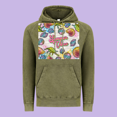 Summer Vibes With Sea Shells Vintage Hoodie Designed By Tumblerdesignbyshophia