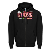 Black Nurse Valentine Zipper Hoodie - CowhideDigitalArt