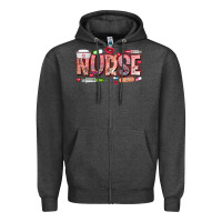 Charcoal Heather Nurse Valentine Zipper Hoodie - CowhideDigitalArt